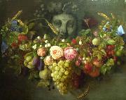 Eloise Harriet Stannard Garland of Fruits and Flowers oil on canvas